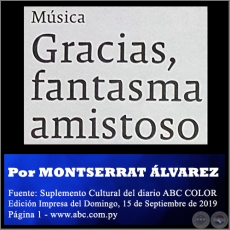 GRACIAS, FANTASMA AMISTOSO - Por MONTSERRAT ÁLVAREZ - Domingo, 15 de Septiembre de 2019